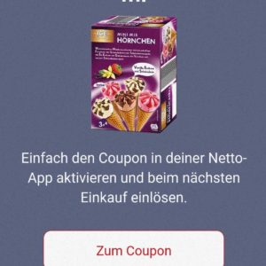 Netto MD-Adventskalender (in der App): "Ice Fantasy Mini Waffelhörnchen 12*28 ml" – gratis