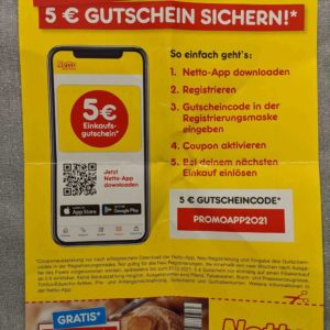 5€ Rabatt mit der Netto App bei 5€ Mindesteinkaufswert (Nur Neuregistrierung)