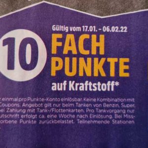 Deutschlandcard / Esso - 10fach Punkte beim Tanken von Kraftstoff (&#061;5 Cent Rabatt) ab 17.01.22