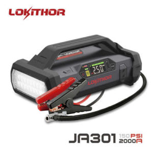 Lokithor 4in1 Akku- Starthilfe / 2000 Amp 12 V inkl. Powerbank, LED-Licht und 150PSI Luftpumpe  für 114€ statt 130€