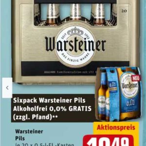 Gratis Sixpack Warsteiner alkoholfrei beim Kauf eines Kastens Warsteiner