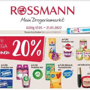 Rossmann Aktionswoche 20% Rabatt auf alles von Tempo, Air Wick, Genuss Plus, Loreal Paris, Pedigree,  whiskas und Hipp