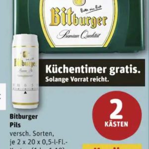 Bitburger Küchentimer gratis beim Kauf von 2 Kästen Bitburger