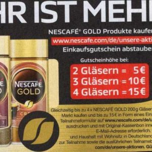 Edeka - Südbayern…Nescafe Goldprodukte 200g Glas mit Gutschein für maximal 1,46 Euro