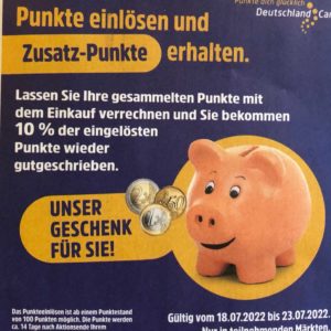 10% der bei Edeka Nordbayern-Sachsen-Thüringen eingelösten DeutschlandCard-Punkte vom 18.-23.07.2022 zurück bekommen