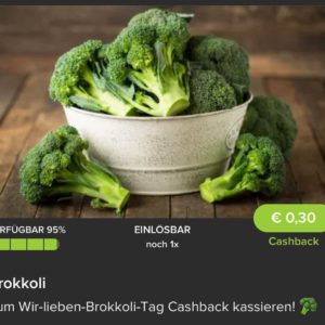 We-love-Broccoli-Day: € 0,30 Cashback auf Brokkoli mit PROMOCODE bei Marktguru