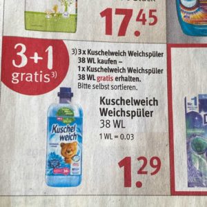 Kuschelweich Weichspüler Pro Stück 0,87 Euro