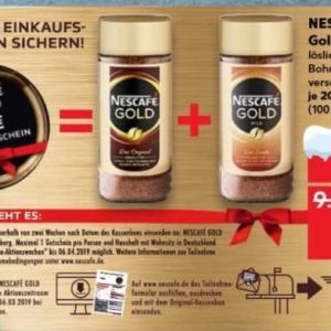 Nescafé Gold:10€-Danke-Gutschein bei Kauf von zwei Gläsern/durch Payback und Pennyangebot 2 Gläser effektiv für ab 1,74€