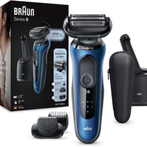Braun Series 6cc Sensitiver Rasierer Herren, Elektrorasierer mit 3 flexiblen Klingen, Barttrimmer, Reinigungsstation B7500CC