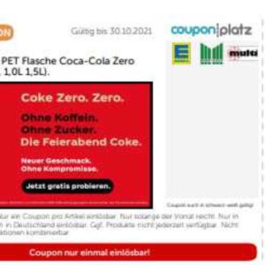 GRATIS: 1x Coca-Cola Zero Koffeinfrei gratis probieren