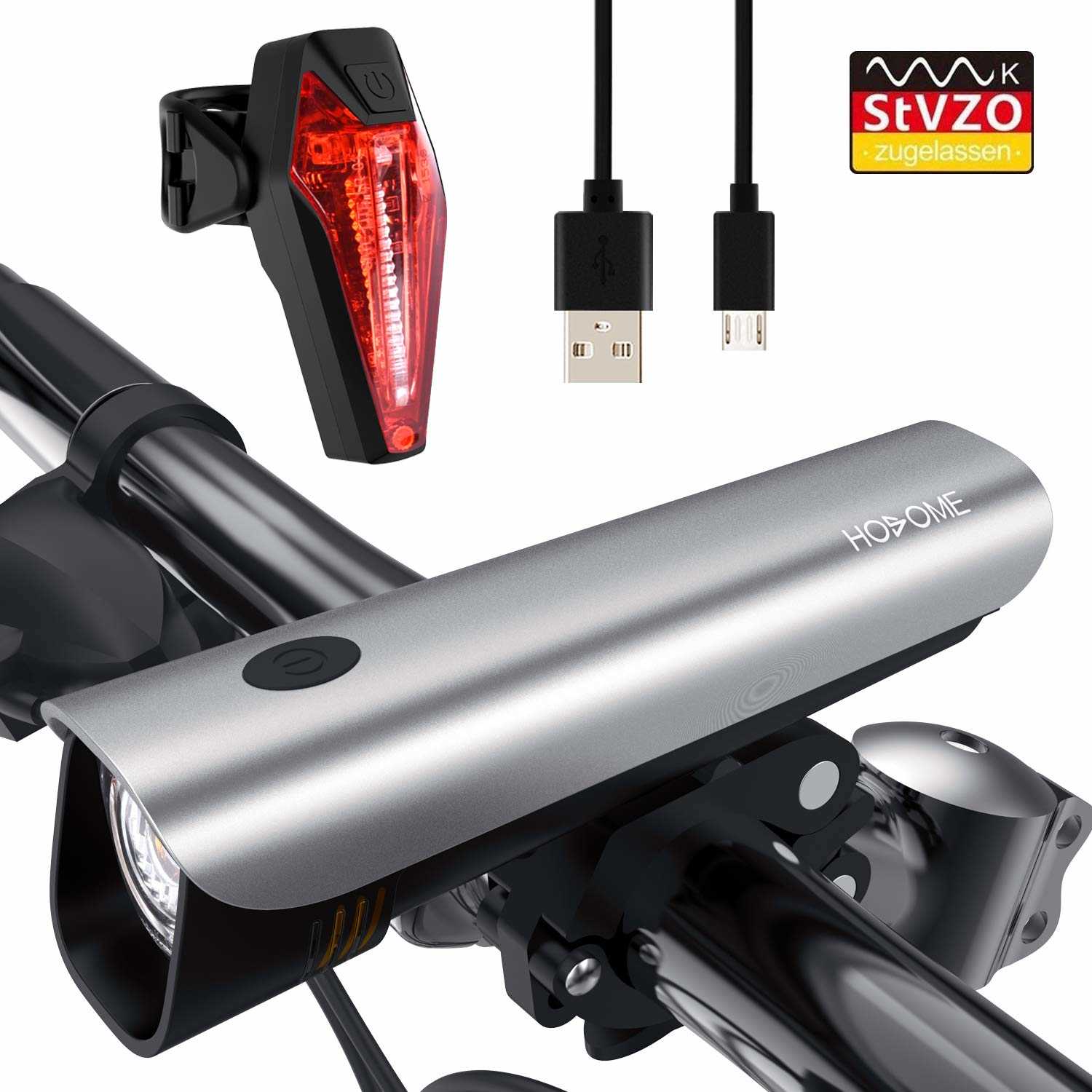 Fahrradlicht Set, StVZO Zugelassen und über USB