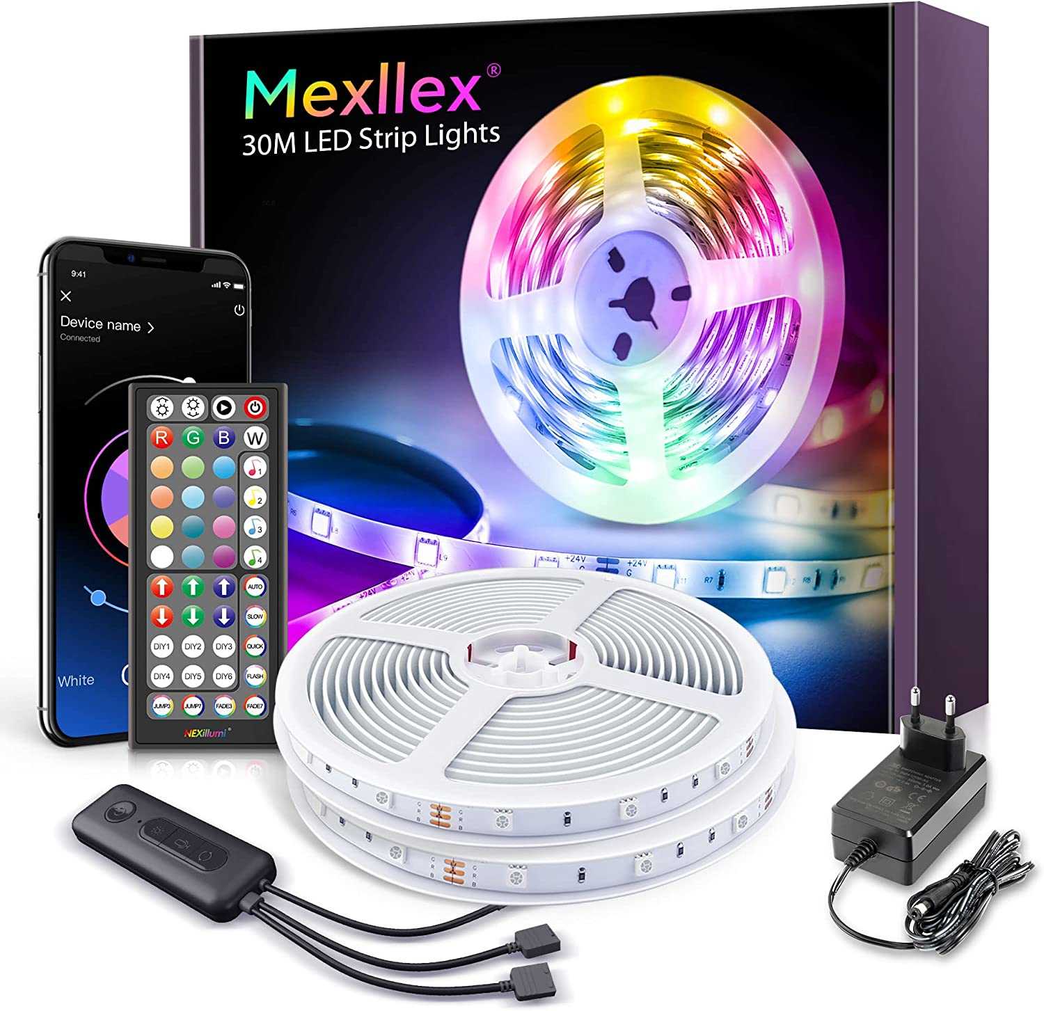 Mexllex 30M LED Strip Lights mit Bluetooth billiger