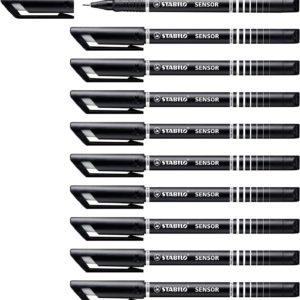 Fineliner mit gefederter Spitze - STABILO SENSOR F - fein - 10er Pack - schwarz
