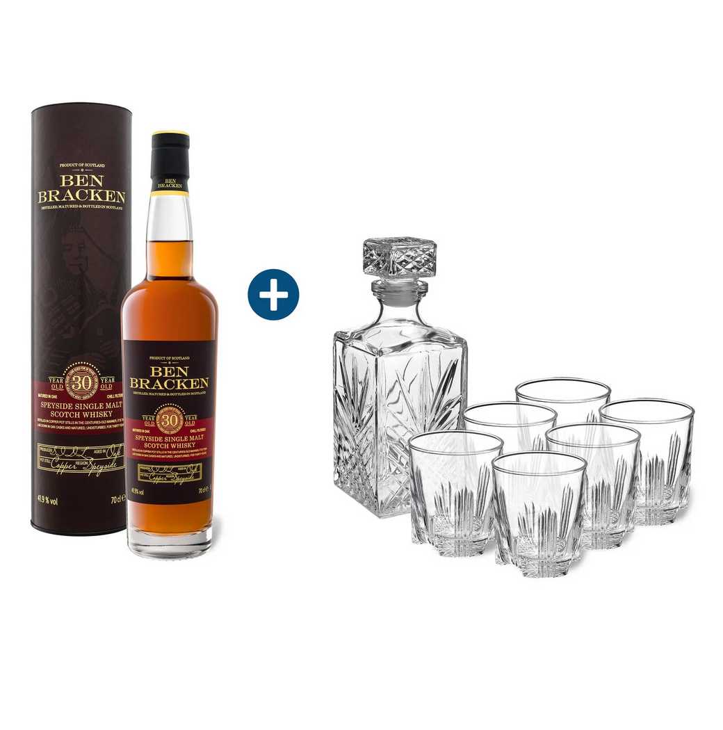 Ben Bracken Whisky 30 Jahre + 7-teiliges Gläser-Set für 79.99€ (statt  104.99€) Speyside Single Malt Scotch