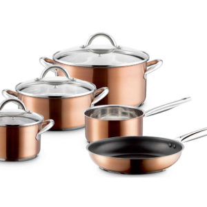 Lidl: MÄSER Kochtopf-Set Asterion Edelstahl 18/8; Kupfer; 8 teilig (104,94€ statt 137,32€)