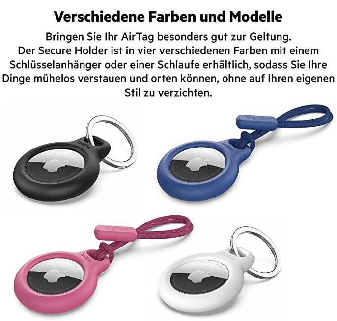 4er Set Belkin Secure Holder mit Schlüsselanhänger o. Schlaufe für Apple  AirTag 34,95€ (statt 42,88€)