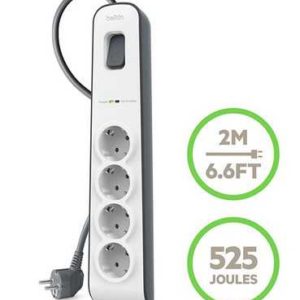 Belkin Surgemaster 4-fach Steckdosenleiste mit Überspannungsschutz 2m weiß-grau für 8,93€ (statt 18€)