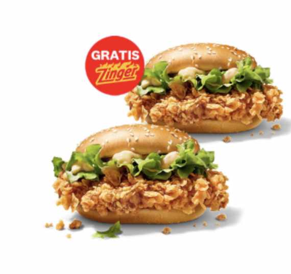 KFC &#043; Lieferando: Zinger Burger - Kaufe 1 erhalte 2