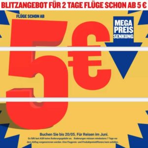 Ryanair Flüge für je 5€ !!!