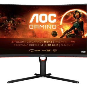 AOC CQ27G3SU/BK 27 Zoll QHD Gaming Monitor (1 ms Reaktionszeit, 165 Hz) für 239€ (statt 300€)