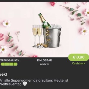 Weltfrauentag: € 0,80 Cashback auf deinen Lieblings-Sekt mit PROMOCODE bei Marktguru