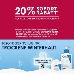 20% Sofort-Rabatt auf CeraVe Körperpflege Produkte in teilnehmenden Apotheken