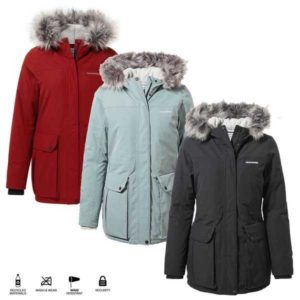 Craghoppers Elison wasserdichte, warm gefütterte Outdoor Longjacke mit Kapuze)für 79,99€ (statt 160€)
