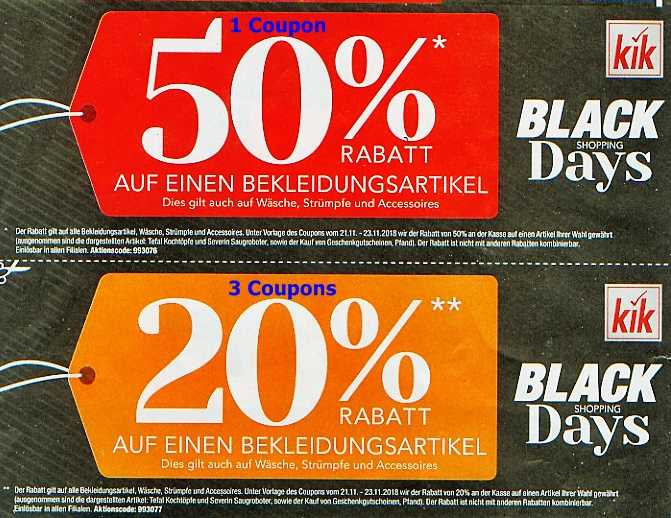 KIK 50 Rabatt auf einen Bekleidungsartikel mit Coupon