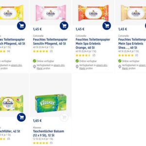 bei dm: 1 x Cottonelle Feuchtes Toilettenpapier (1,45 Euro) kaufen = 1 x Kleenex Taschentücher (12 x 9 Stück für 1,65 Euro) GRATIS mit dazu :)