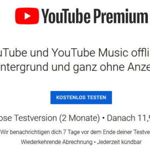 YouTube Premum: YouTube und YouTube Music 2 Monate kostenlos statt €23,98