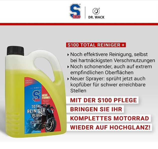 Dr. Wack S100 Total Reiniger Plus für Motorrad (Neue Formel), (2L) 18,61€  statt 28,90€