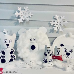 Kribbelbunt: Eisbär & Schneemann basteln