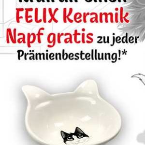 Nur heute gratis im Felix Club bei einer Prämienbestellung: Felix Keramiknapf mit "Ohren"