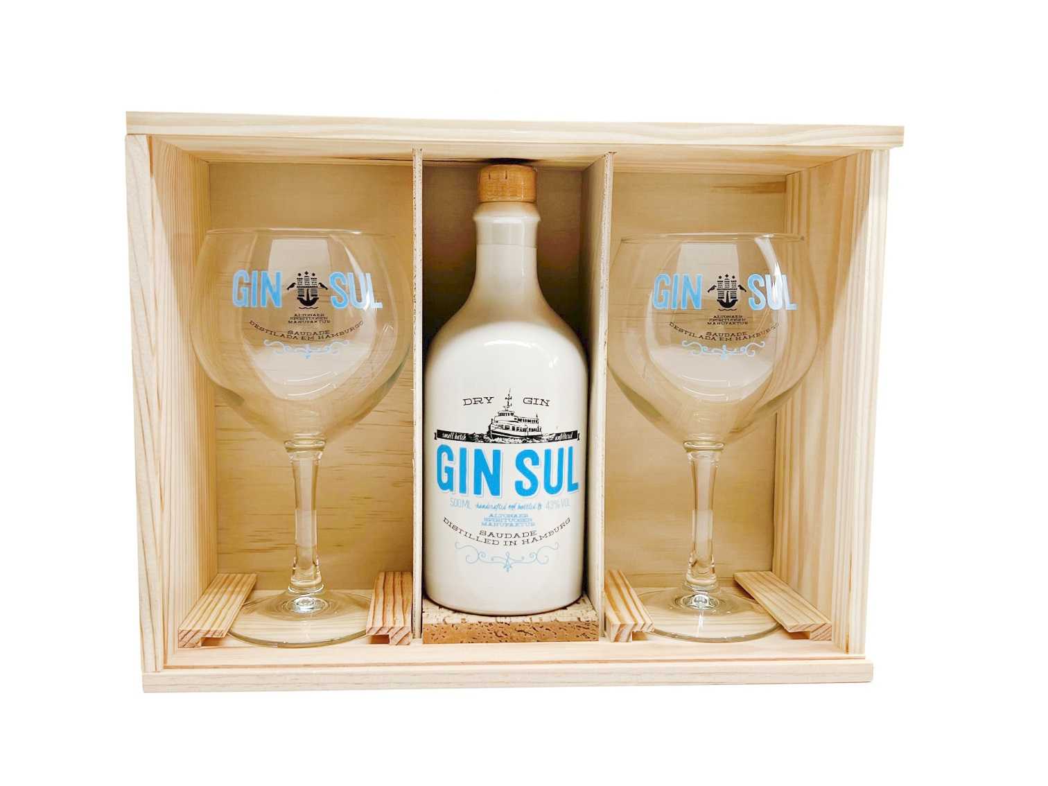 BevBox: Gin Sul 2 0,5L (statt Geschenkbox für 49,89€) mit 42,99€ 43% Gläsern in