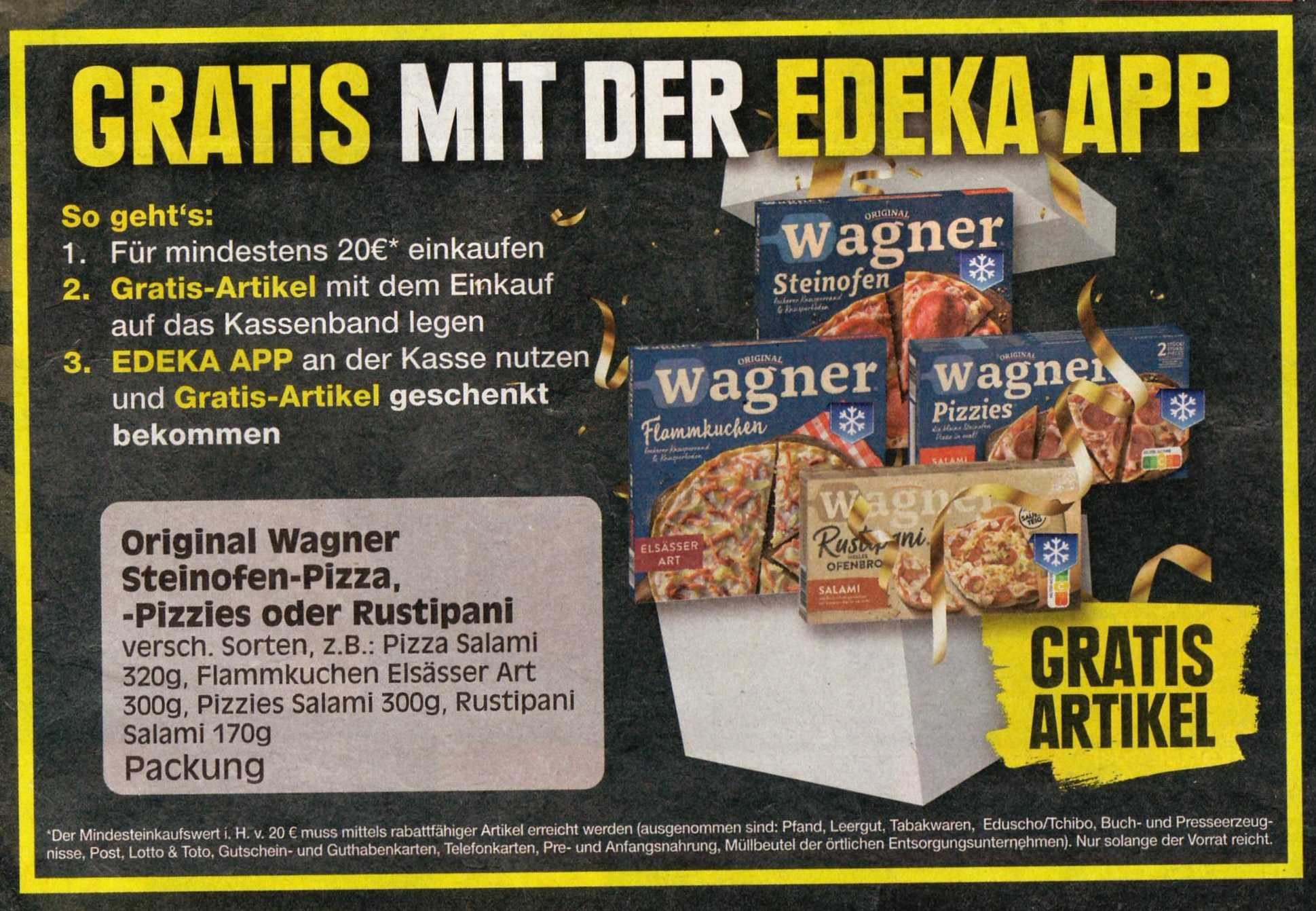 Original Wagner Artikel gratis mit der Edeka App in der Region  Minden-Hannover (09.10.