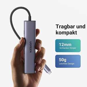 UGREEN Revodok 5-in-1 USB-C Hub mit PD 100W für 11,89€ ⚡️ für iPhone 15, Galaxy S24, Surface, MacBook Pro / Air, iPad Pro, Steam Deck uvm.