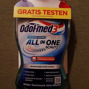 GRATIS TESTEN Odol-med3 All in One Mundspülung (bis 31.12.2019)
