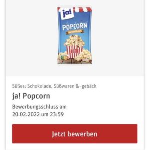 bei Rewe Produkttester für ja! Popcorn