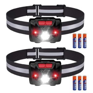 outlite 2er Pack LED-Stirnlampen mit Rot- und Weißlicht für 4,99€ (statt 8€)