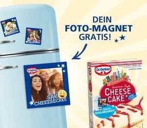 gratis Foto-Magnet beim Kauf einer Dr. Oetker Cheesecake American Style Kuchenmischung