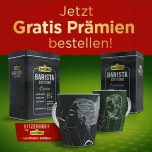 gratis Kaffeedose oder Ritzenhoff-Tasse beim Kauf von 1kg Aktionspackungen Jacobs Barista Editions