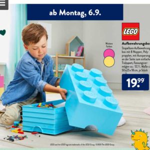 Lego Aufbewahrungsbox 8 Noppen 50x25x18 12,1l ab 06.09 bei Aldi für 19,99€ statt 24,99€