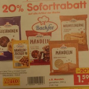 20% Sparcoupon 'Backfee'-Artikel bei Netto