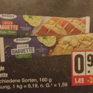 Baguette von Meggle im Edeka oder Rewe für 99ct ... 40ct CB von marktguru