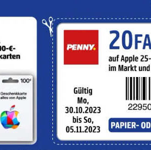 Penny Kartenwelt: 20-fach Payback Punkte auf Apple Geschenkkarten