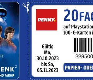 Penny: Playstation Guthaben - 20fach Payback Punkte (10% Rabatt)