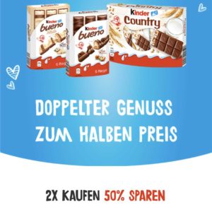 Couponplatz: 50% Cashback auf Kinder Bueno & Kinder Country
