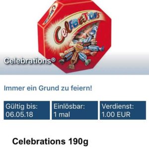 Reebate: 1€ Cashback auf eine Packung "Celebrations" (ab) 190g