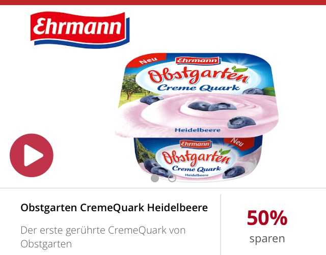 Scondoo 50 Cashback Auf Ehrmann Obstgarten Cremequark