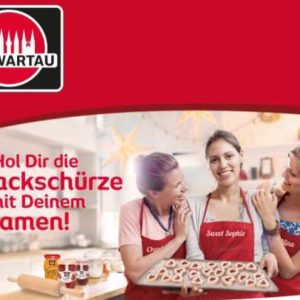 Schwartau: Gratis Backschürze, mit Namen bestickt, nach Kauf von drei Gläsern Konfitüre